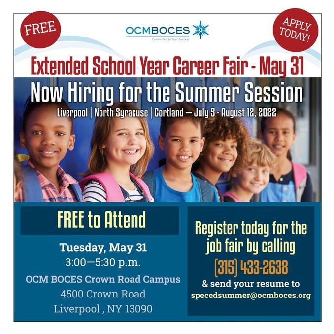 Join a caring, supportive team at OCM BOCES this summer!