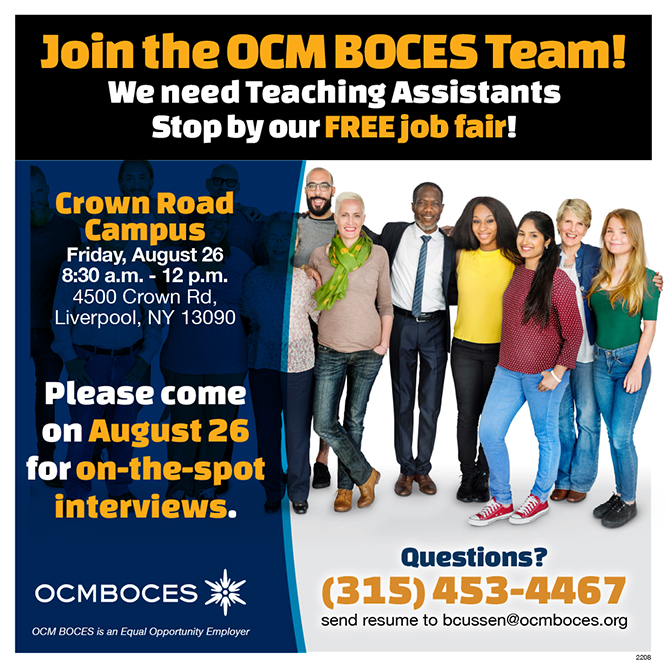 Join our team at OCM BOCES for the 2022-2023 school year!